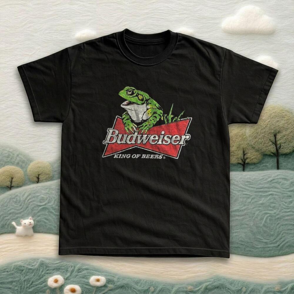 Y2K Budweiser Frog Black Graphic Tee